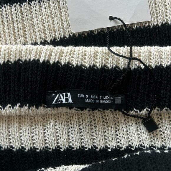 NWT Zara Black and White Striped Knit Midi Skirt Size Small - Picture 5 of 5